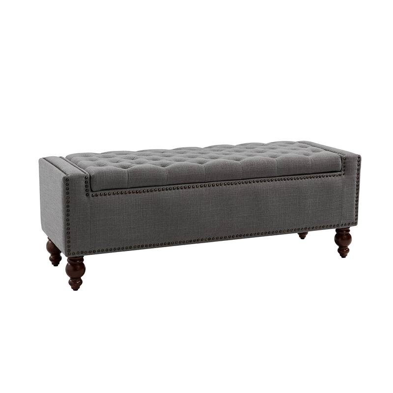 Felix Classic Button-Tufted Storage Bench With Nailhead Trims By HULALA HOME