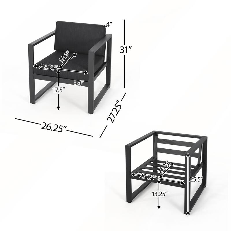 Outdoor Patio Aluminum Club Chair Set of 2