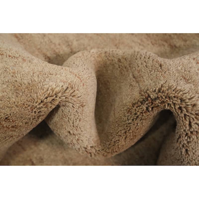 Hand Knotted Oriental 100% Wool Carpet Modern Solid Beige & Ivories Gabbeh Area Rug - 8' 1'' X 5' 7''