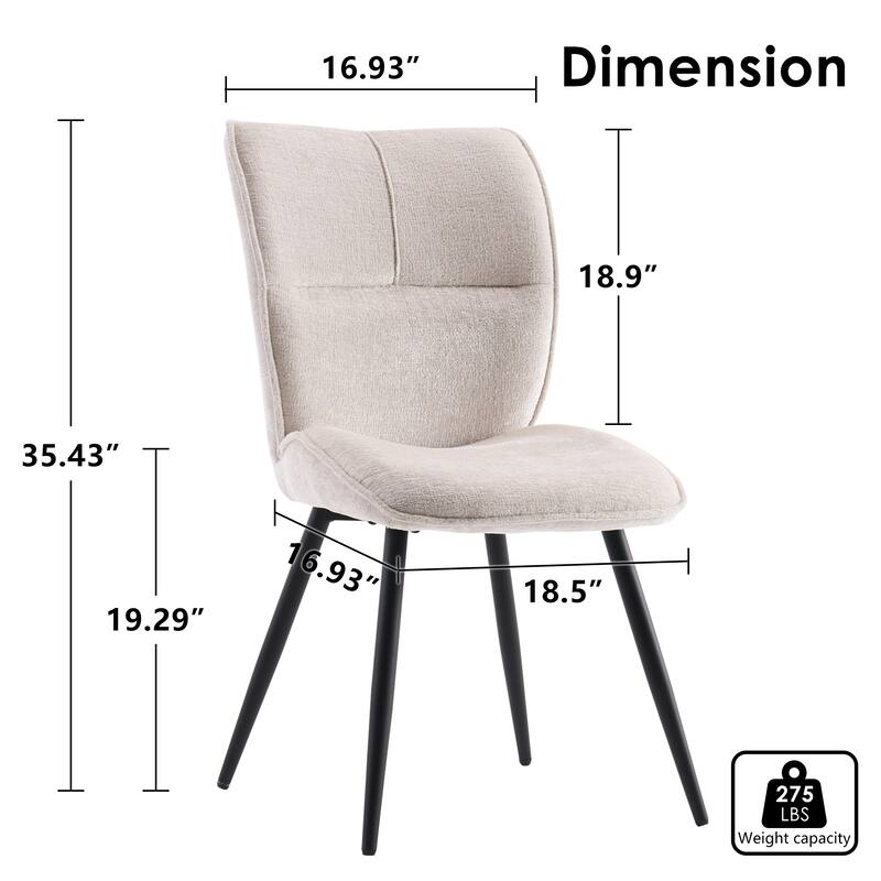 Dining Chairs Set of 2, Armless Kitchen Chairs, Soft Cushion
