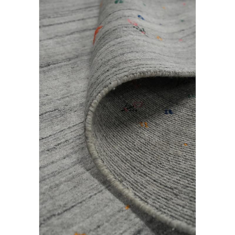 Hand Knotted Oriental Viscose Silk Carpet Tribal Animal Pictorial Greys & Charcoal Gabbeh Area Rug - 11' 9'' X 9' 0''