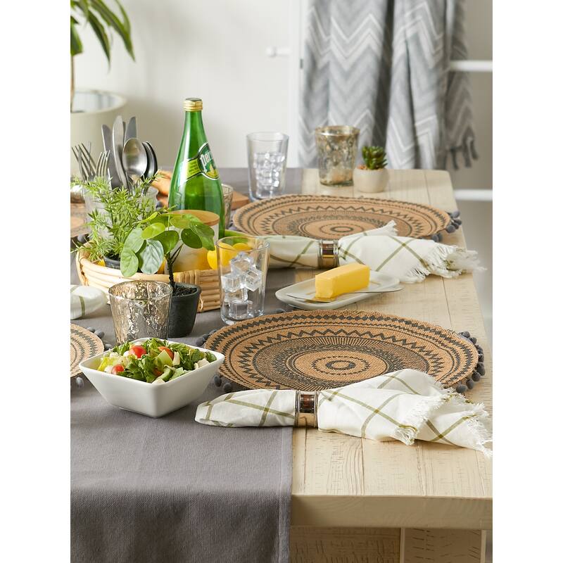DII Block Print On Natural Round Jute Placemat (Set of 6)
