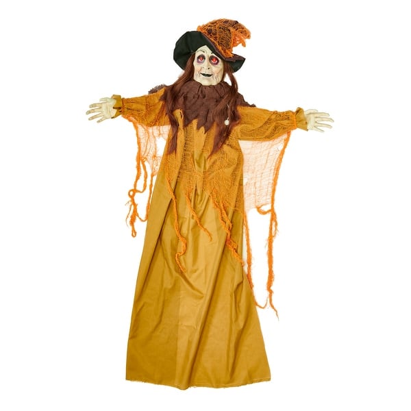 slide 2 of 2, 72" Lifesize Animated Hanging Halloween Witch with Wagging hat