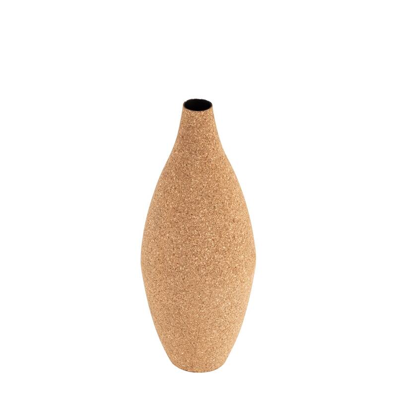 Small Bottle Shaped Cork Wrapped Flower Vase - 14.25" - Beige