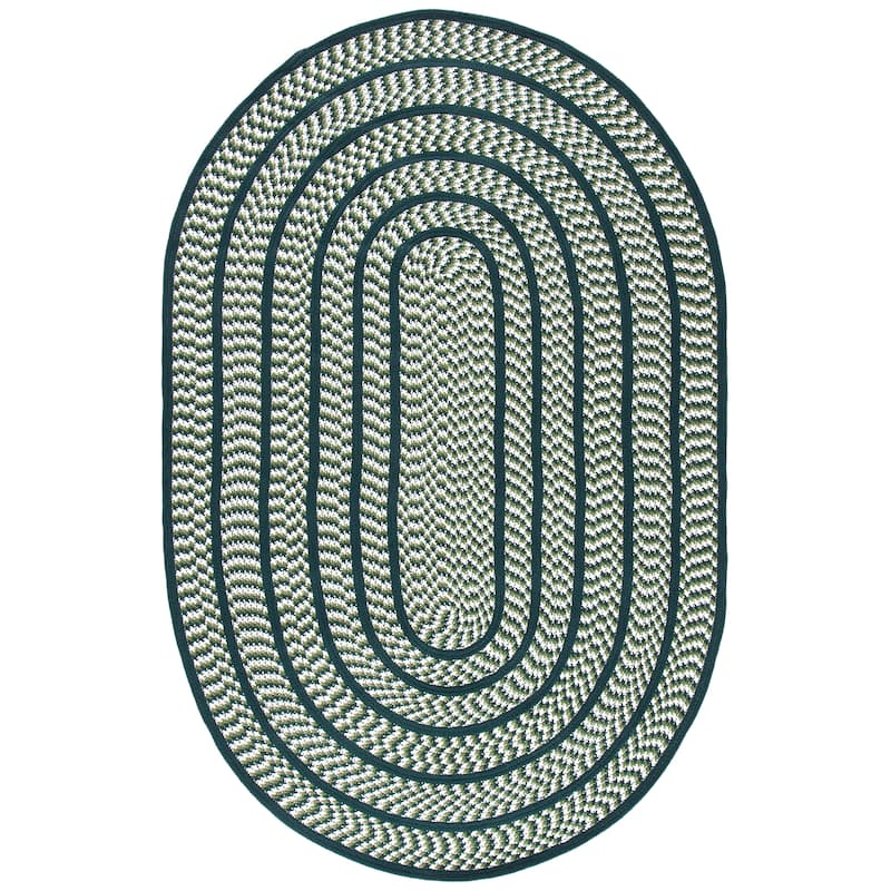 SAFAVIEH, Handmade Braided Jinela Country Rug - 5' x 8' Oval - Ivory/Dark Green