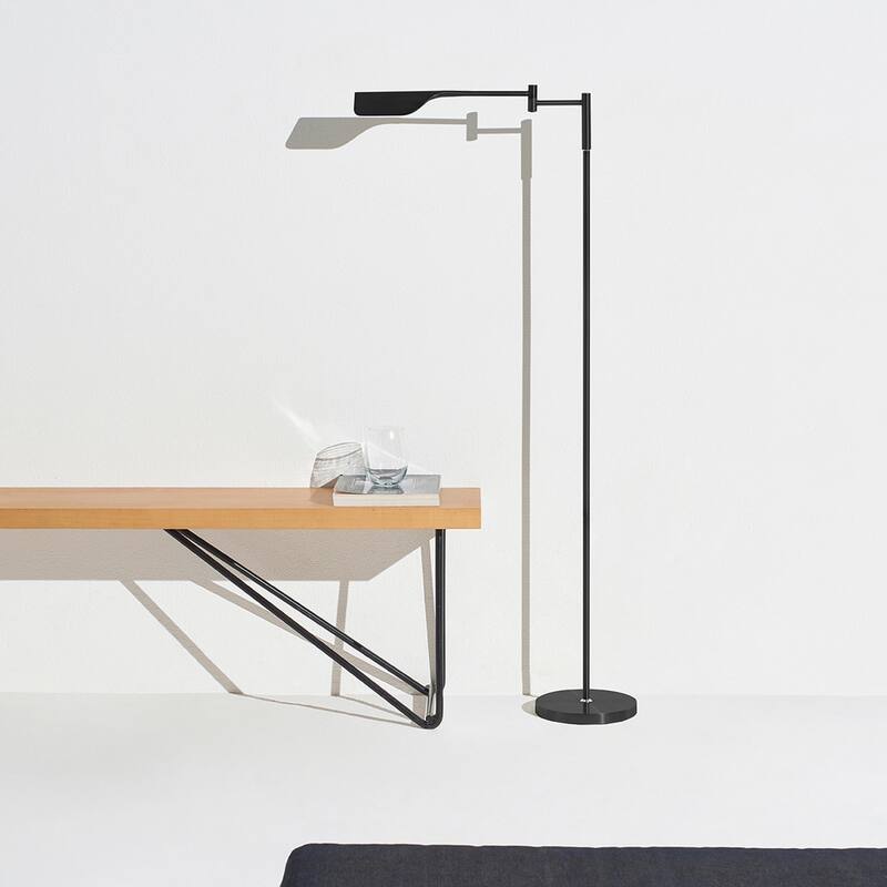 Brightech Leaf 53 in. Industrial 3-Way Dimming LED Floor Lamp with Brass Metal Empire Shade