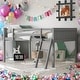 preview thumbnail 2 of 7, Full Size Wood Low Loft Bed with Convertible Ladder, Gray Finish, Safe and Sturdy Design for Optimal Space Utilization