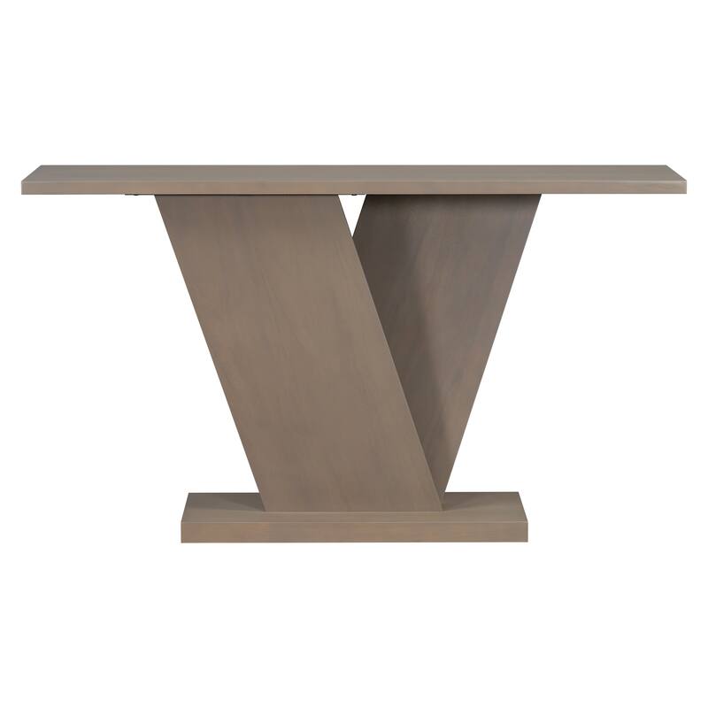 V Base Design Console Table with Natural Wood Veneer
