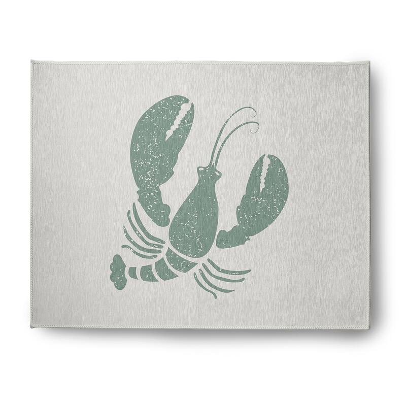 Lobster Nautical Chenille Rug - Sage and White - 8' x 10'