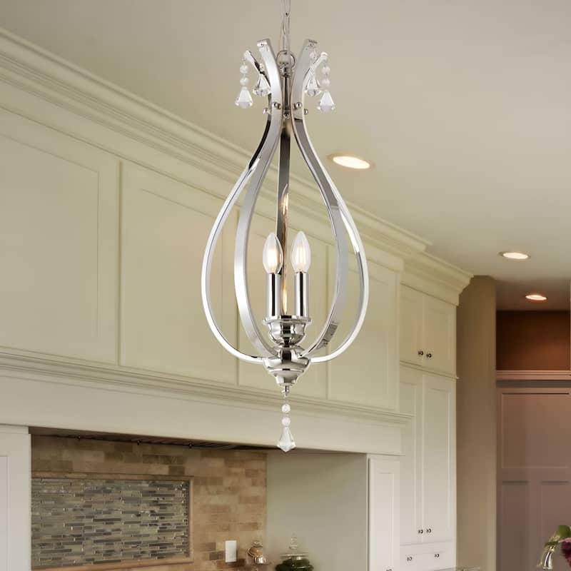 Mini 3-Light Geometric Teardrop Pendant with Crystals Tulipe Lantern Style