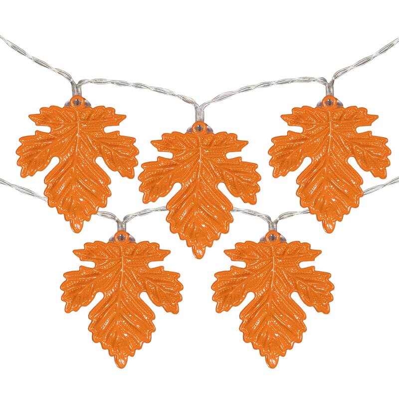 10ct Orange LED Fall Harvest Maple Leaf Fairy Lights 5.5ft Copper Wire