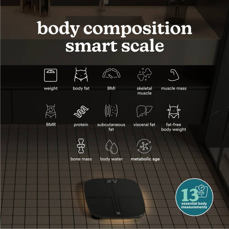 Homedics Luxe Smart Glo™ Bluetooth Body Composition Scale with Ambient Illumination - Black