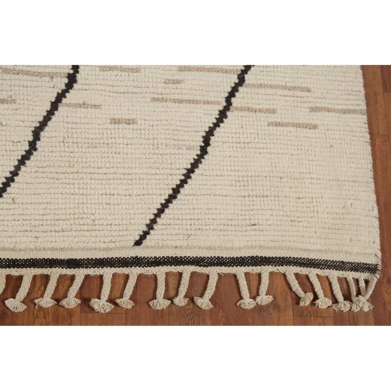 Earth Tone Moroccan Rug Hand-Knotted Wool Carpet - 7'0"x 10'9"