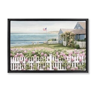 Stupell Coastal Bay Cottage Framed Floater Canvas Wall Art Design By ...