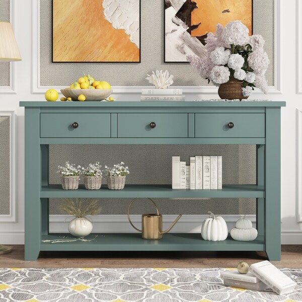 Stylish Pattern Console Table 3 Drawers Beside Cabinet Steel Legs Hallway Chic 