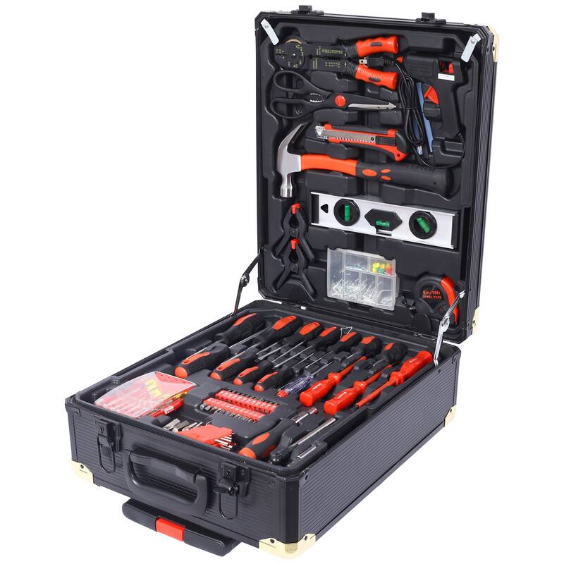 969pcs Home Repair Tool Set Kit for Men, Toolbox Storage Case with 4 Drawers, Household Tool Kit with Rolling Tool Box