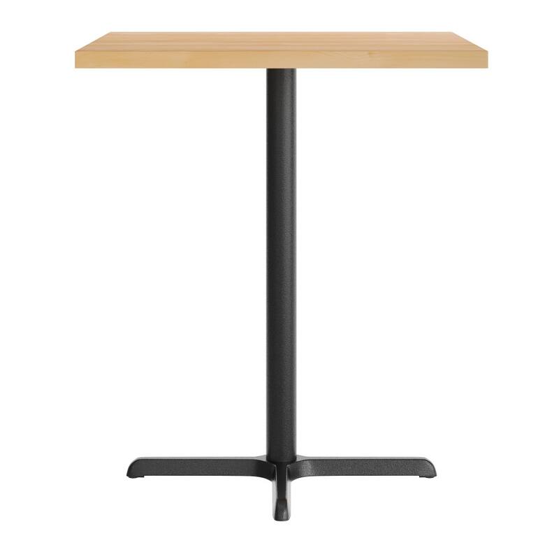 Square Solid Wood Commercial Tabletop with 30" x 30" Bar Height X-Base - 36"W x 36"D x 42"H