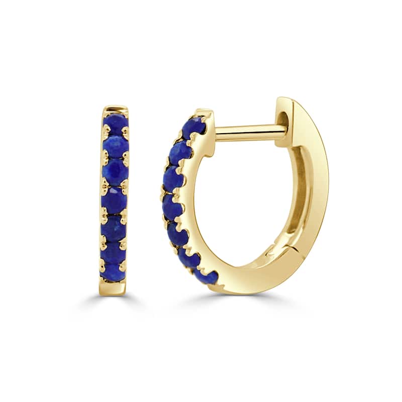 Joelle Collection Lapis Huggie Earrings 14K Yellow Gold 11mm - Blue - Lapis - Yellow