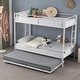 preview thumbnail 1 of 29, Twin Over Twin Bunk Bed with Trundle, Metal Bunk Bed with Two Side Ladder and Guardrails White
