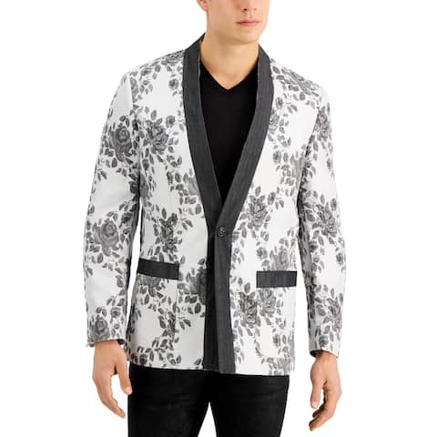 INC Mens Jacket Floral One Button Blazer Overcoat