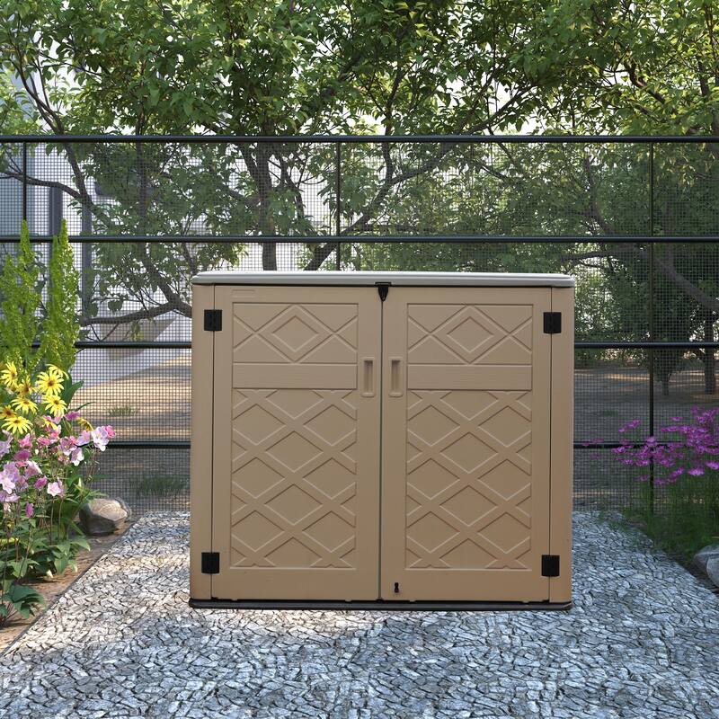 4.43 ft.x 2.82 ft White Resin HDPE Outdoor Storage Shed with Lockable Door
