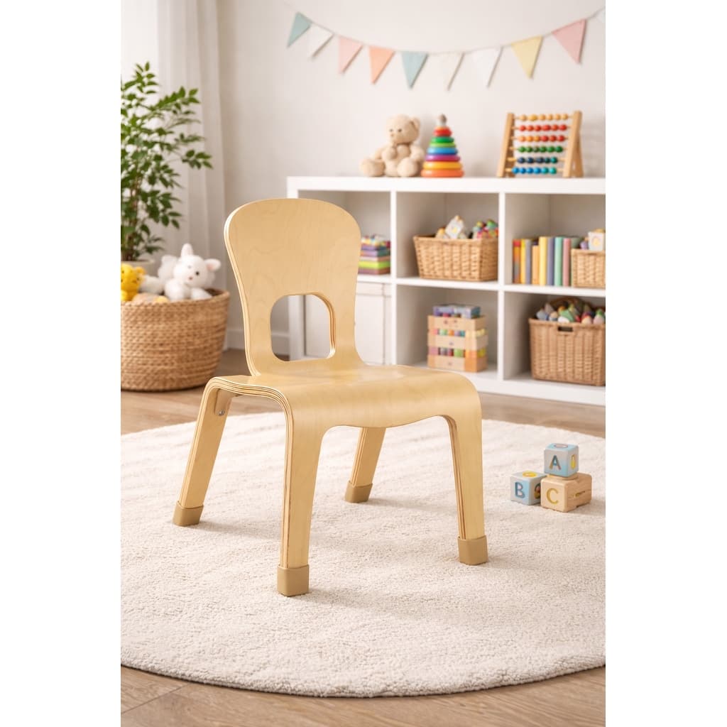 Kids Size Real Wood 10" or 12" Seat Height Side Accent Stackable Wood Chair Rubber Floor Protectors