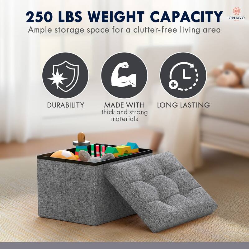 2 Pack Small Rectangle Foldable Storage Ottoman