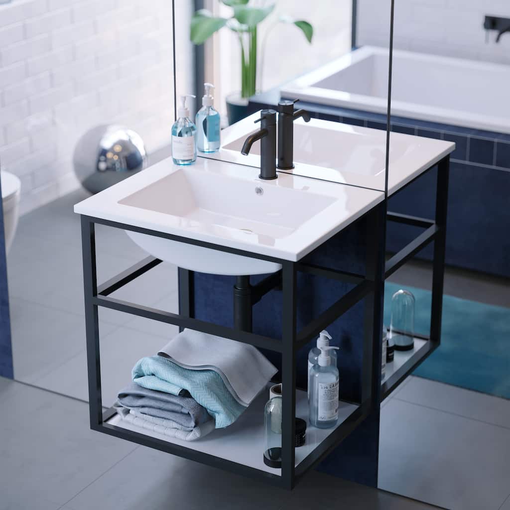 Swiss Madison Pierre 24" Single, Metal Frame, Open Shelf, Bathroom Vanity