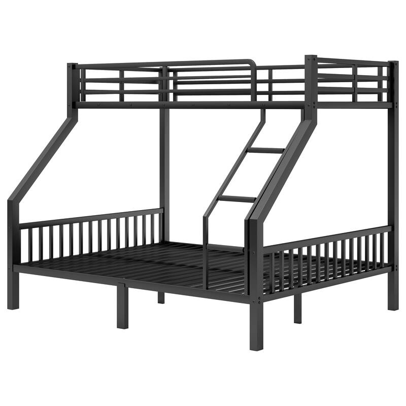 Twin XL Over Queen Metal Bunk Bed with Ladder and Slats Support for Adults Teens, Black, (Old SKU W2580S00003)