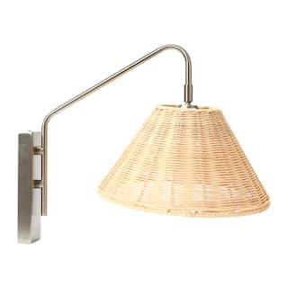 Rattan and Metal Wall Sconce - 17.5"L x 11.8"W x 14.4"H