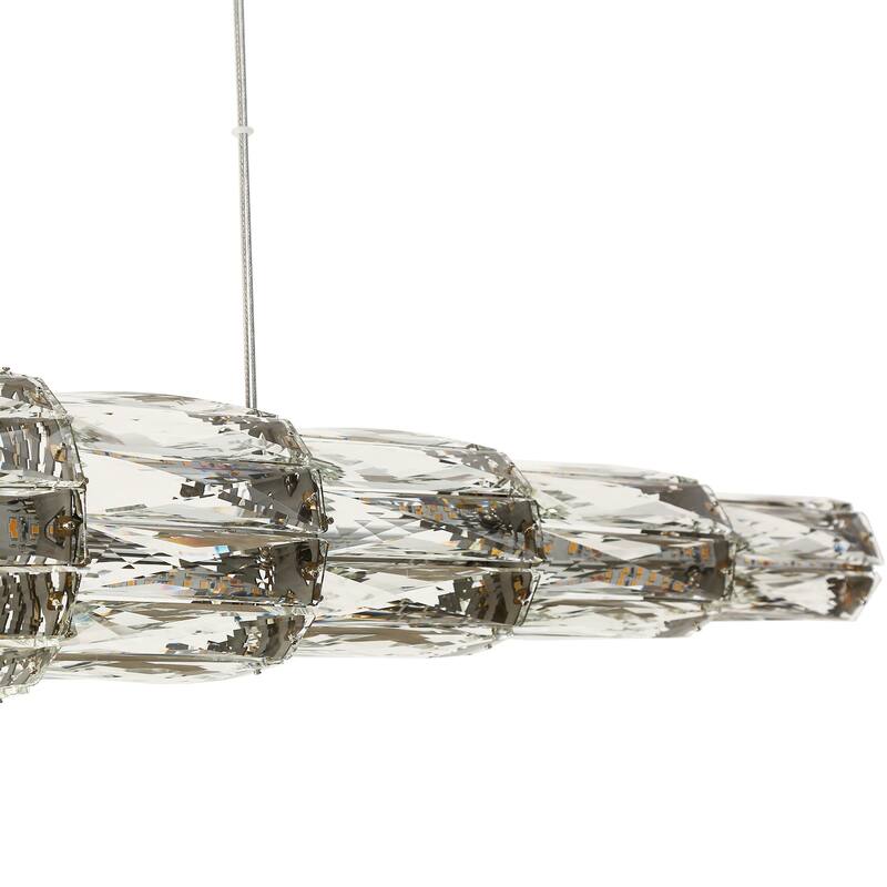 Modern Glam LED Crystal Linear Chandelier 42" W Island Lights for Kitchen Island - W 42.5" x H 66" Max
