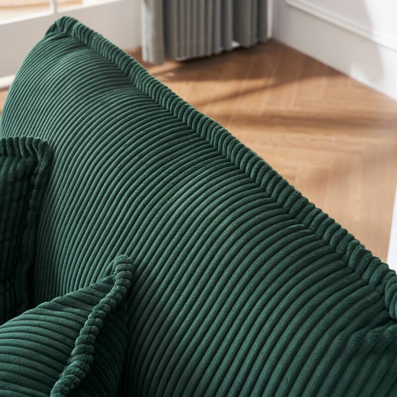 56.3" Corduroy Single Sofa Chair with 2 Toss Pillows & a Ottoman