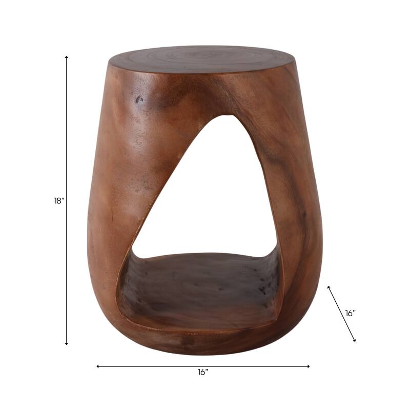 Side Table - Wood Modern Hollow Center Design - Brown, 18" - 18.0"
