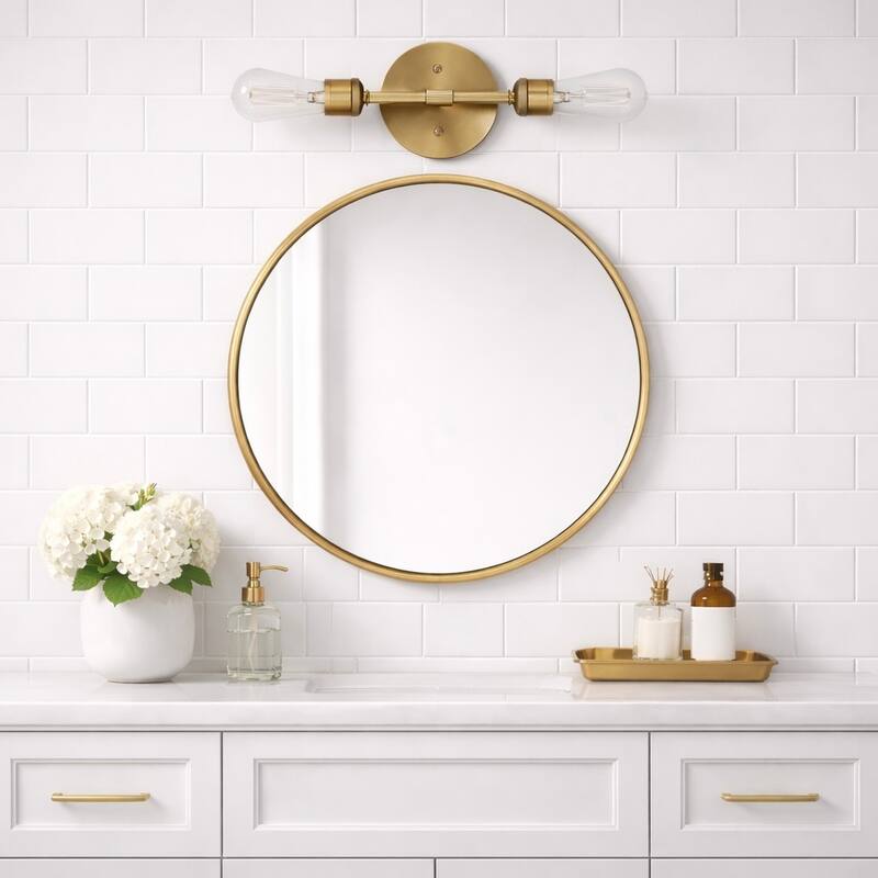 Tonula Double-Light Wall Sconce with Satin Brass Finish