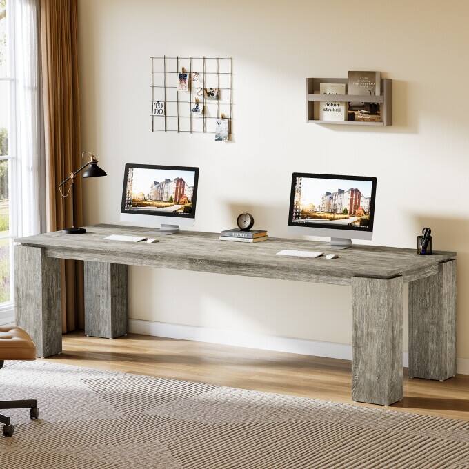 86-Inch Double Computer Desk, Wood Two Person Desk for Home Office