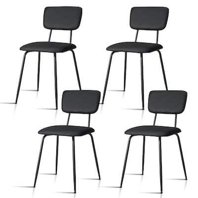 Black Iron Frame Padded Dining Chairs Set of 4 Modern Minimalist - 15.7 x 19.6 x 33.4 in