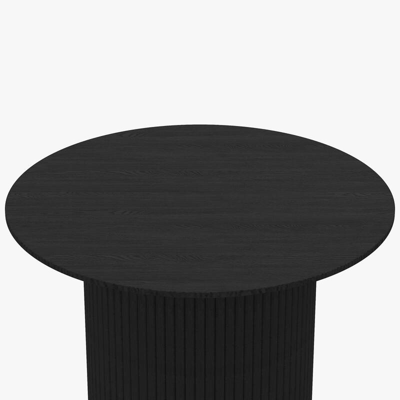 HomeRoots 24" Black Wood Round Pedestal Coffee Table - 23.62 in. x 15.75 in. x 23.62 in.