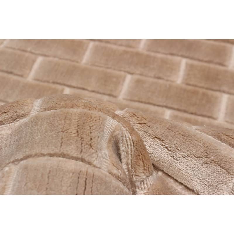 ECARPETGALLERY Hand Loomed Kashkuli Gabbeh Beige Viscose Rug - 5'6 x 7'9
