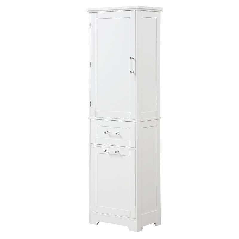 Freestanding Storage Cabinet with Two Different Size Drawers and Adjustable Shelf