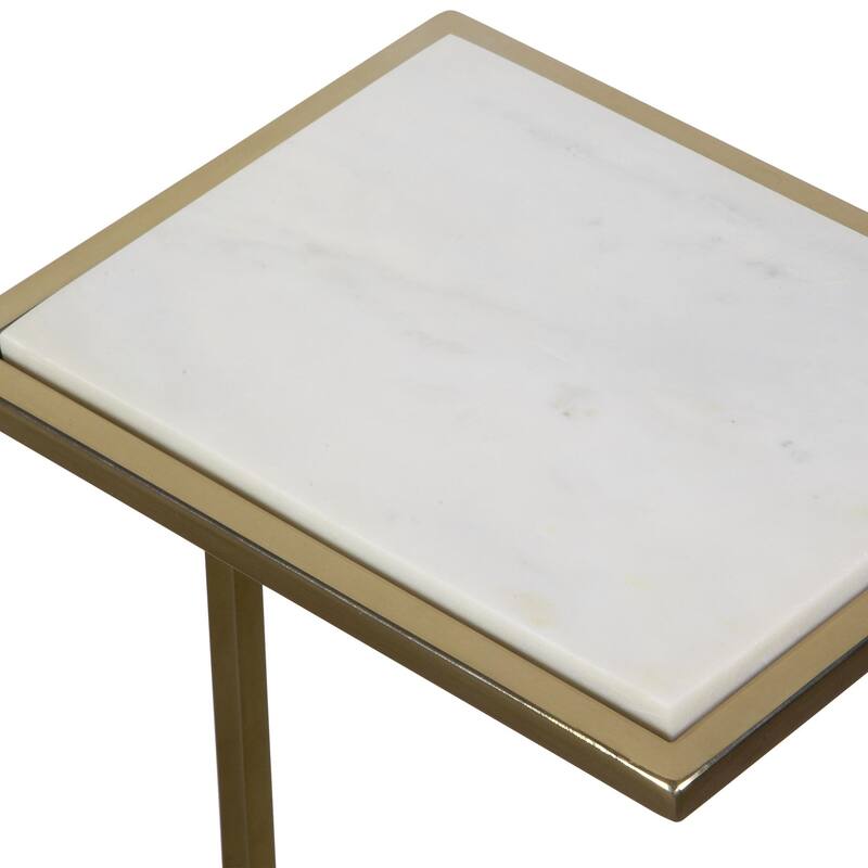 Square Marble End Drink Table - 20" - White
