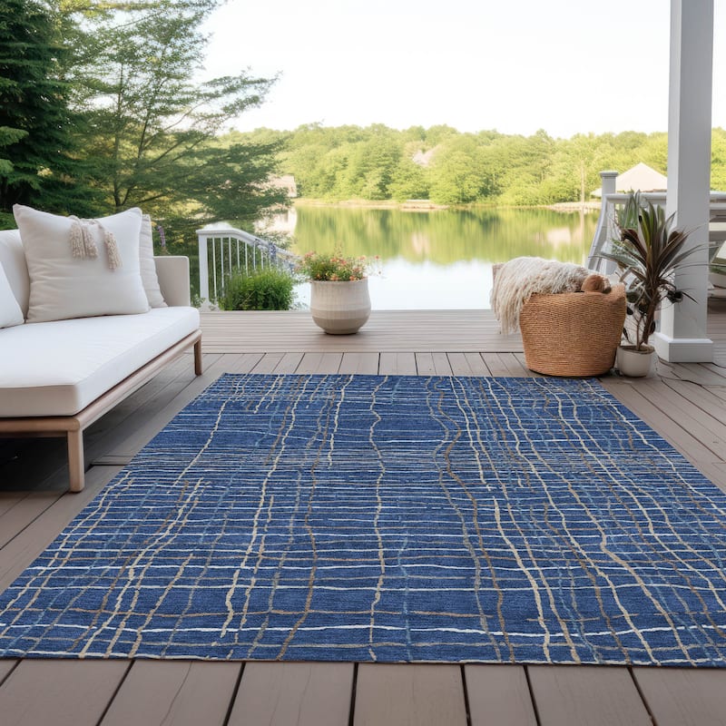 Machine Washable Indoor/ Outdoor Modern Century Chantille Rug