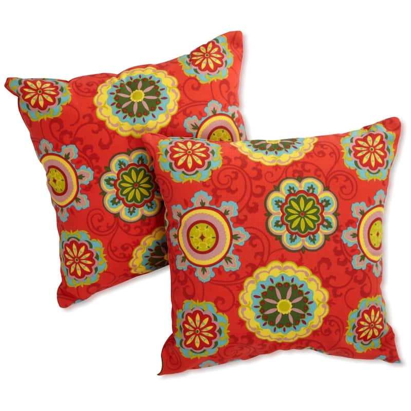 17-inch All-weather Outdoor Throw Pillows (Set of 2, Multiple Patterns) - Farrington Terrace Grenadine