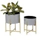 preview thumbnail 24 of 50, Iron Contemporary Planter (Set of 2) - S/2 12", 16"H