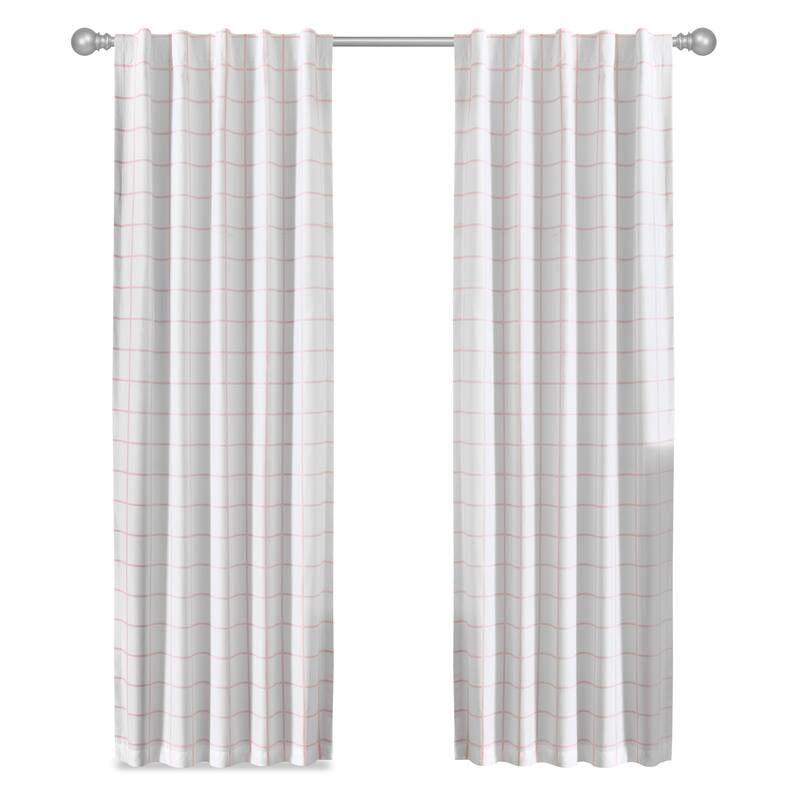 Lush Decor Urban Square Grid 100 Percent Lined Back Tab/Rod Pocket Blackout Window Curtain Panels Set
