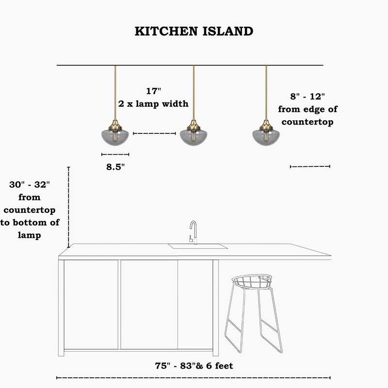 Modern 1-Light Gold Kitchen Island Pendant Light Grey Glass Hanging Light for Dining Room - 8.5"Dia x 22"H