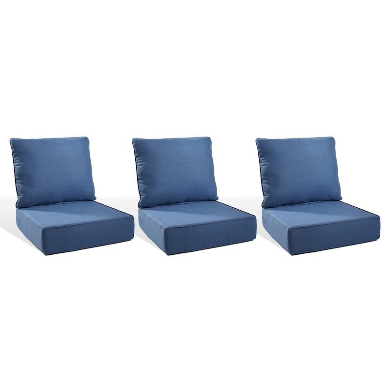 Pocassy 22"x24"x6" Inch Thick Cushions Indoor Outdoor Pillows Cushion - Blue Cushion - 3 Set Seat & Back Cushion