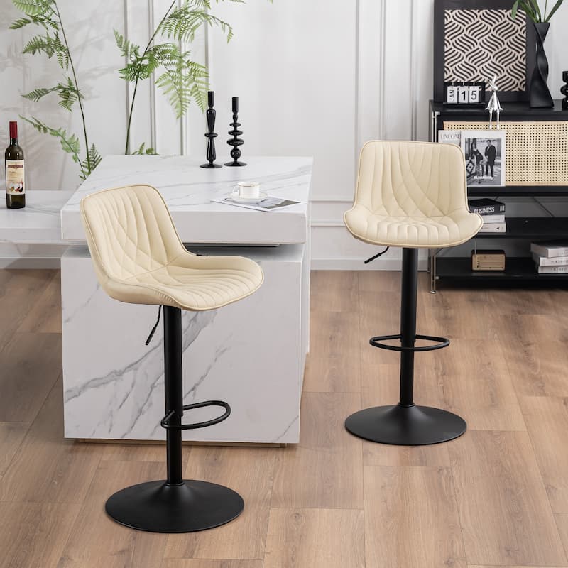 Adjustable Bar Stools Set of 2, Faux Leather Swivel Bar Chairs