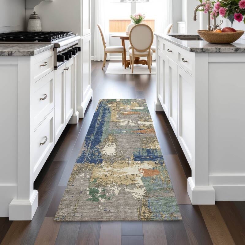 Machine Washable Indoor/Outdoor Casual Contemporary Chantille Rug