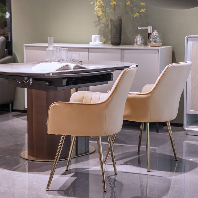 Leather Dining Chair Set of 2 Side Chair Vanity Chair Coffee Chair Office Chair Beige Accent Chair Upholstered Chair