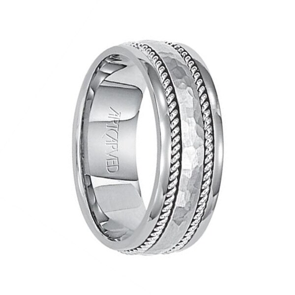 Shop ESSEX 14k White Gold Wedding Band Hammered Finish ... (600 x 600 Pixel)